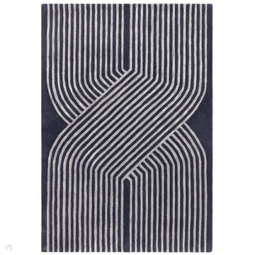 Matrix MAX97 Solsitice Modern Geometric Hand-Woven High-Density Soft Textured Shimmer Wool & Viscose Blend Deep Navy/Steel Grey/Slate Blue/Soft Silver Rug-Asiatic Carpets-Rug Love - The Most Loved Rug Store